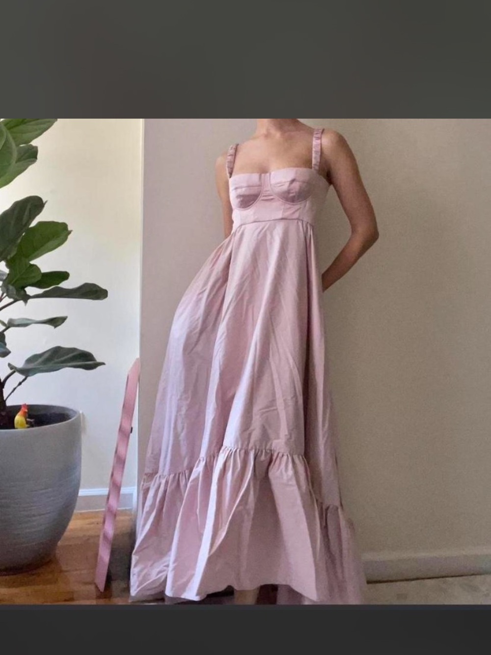 Anna October Pink Maxi Dress with Bustier Bodice